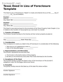 Free  Deed in Lieu of Foreclosure Form for Texas