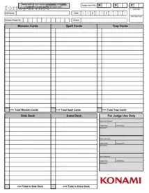 Free Konami Decklist PDF Form