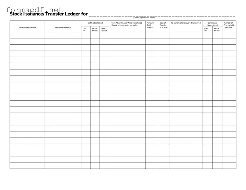 Free Stock Transfer Ledger PDF Form