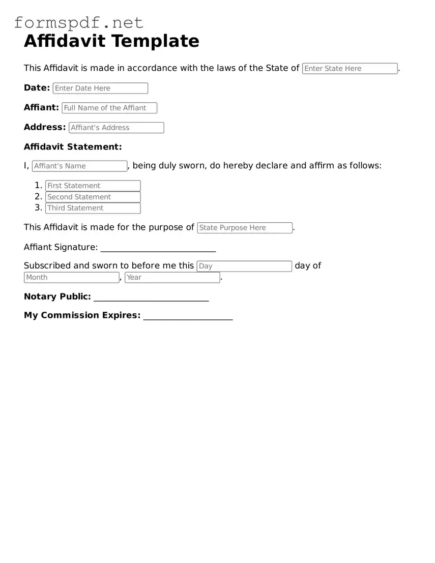 Fillable Affidavit Form