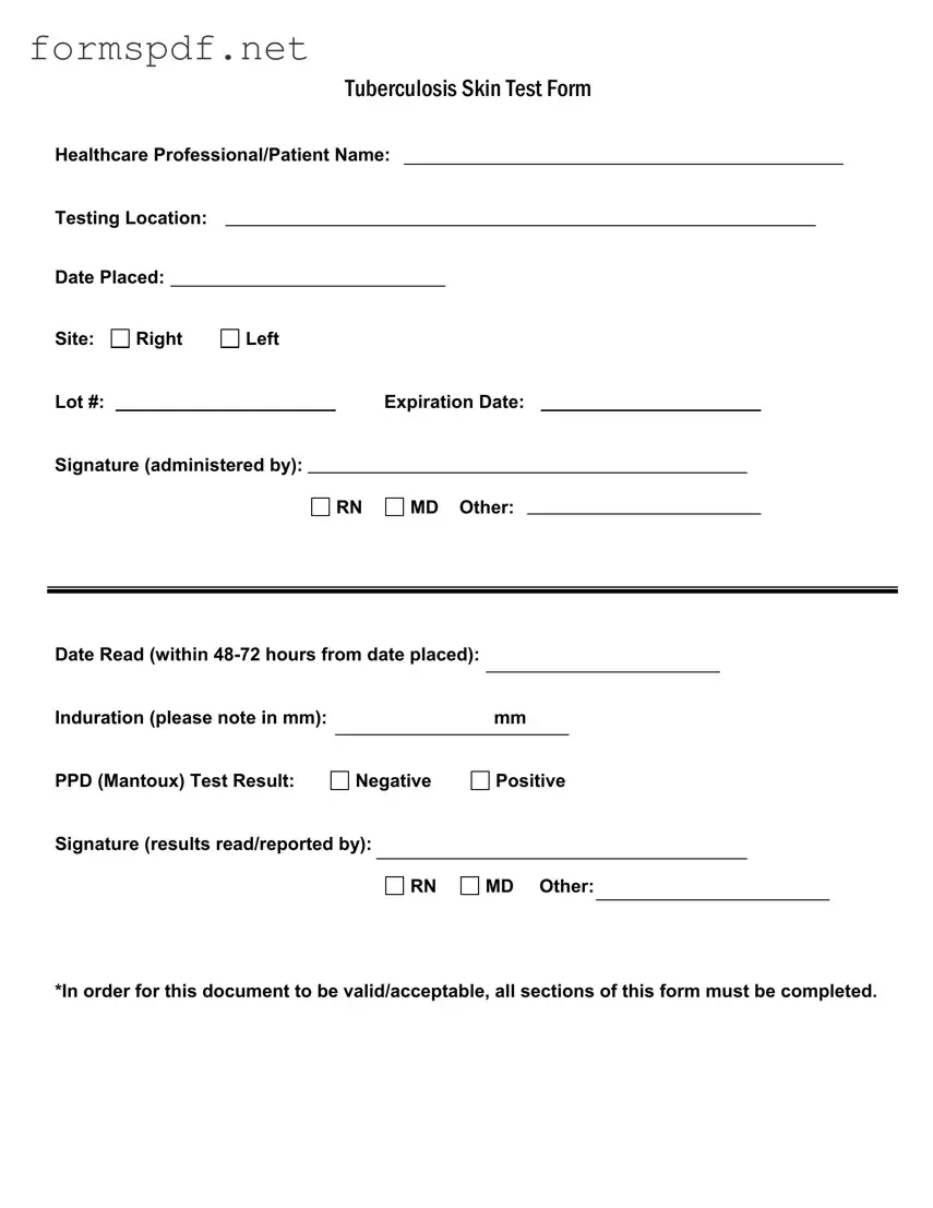 Free Tb Test PDF Form