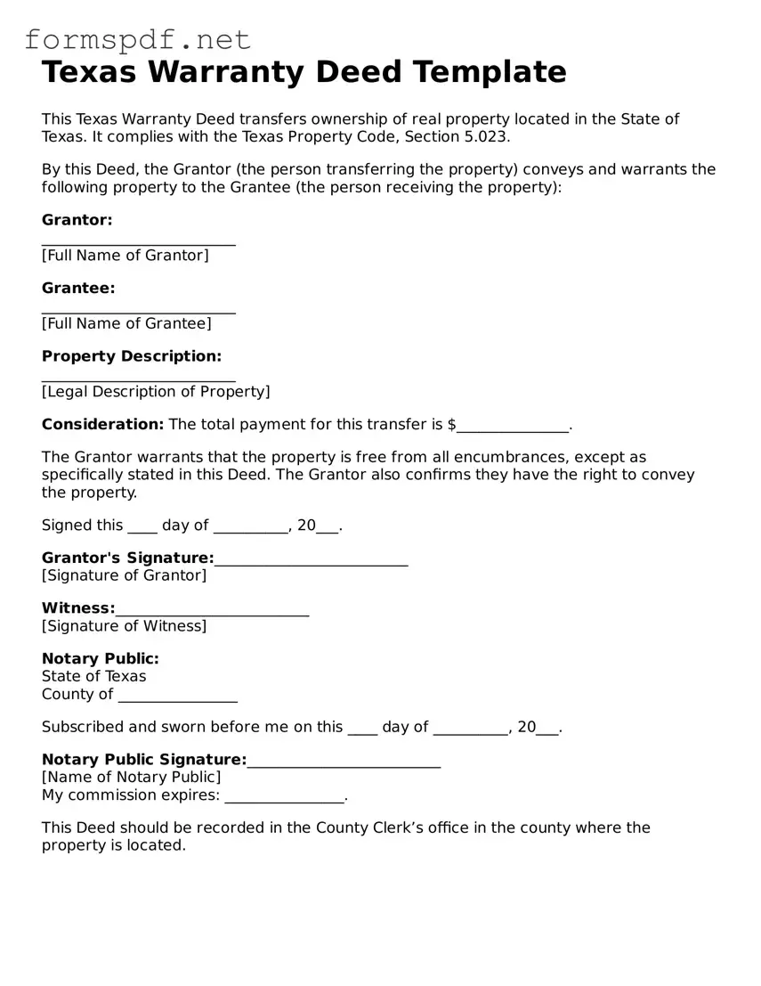 Free  Deed Form for Texas