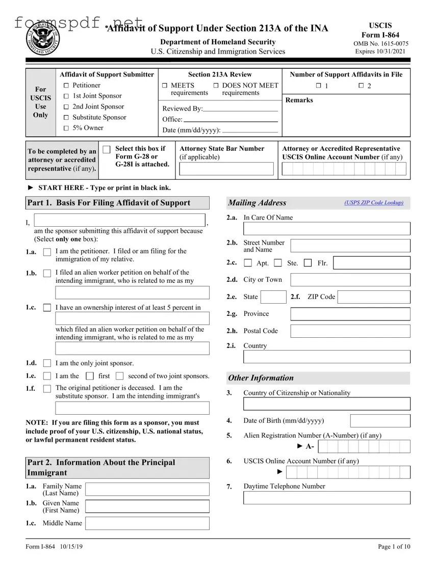 Free USCIS I-864 PDF Form