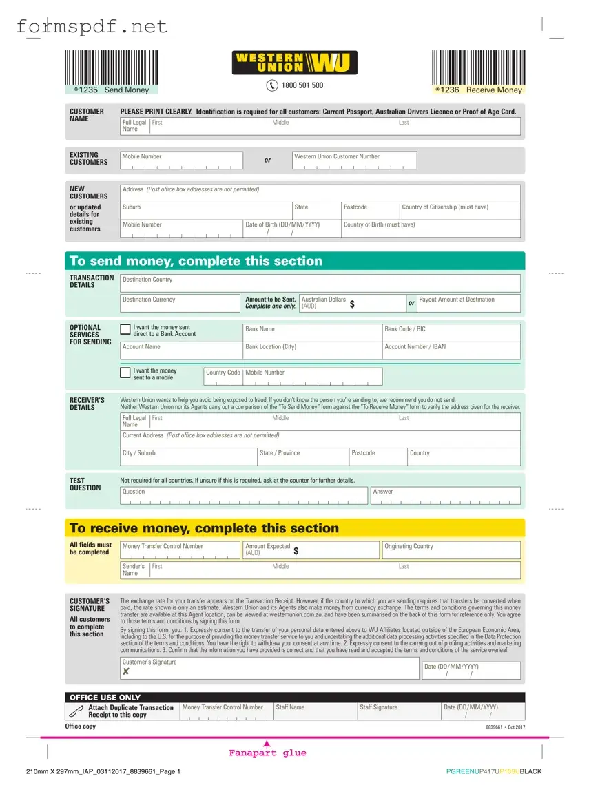 Free Western Union PDF Form
