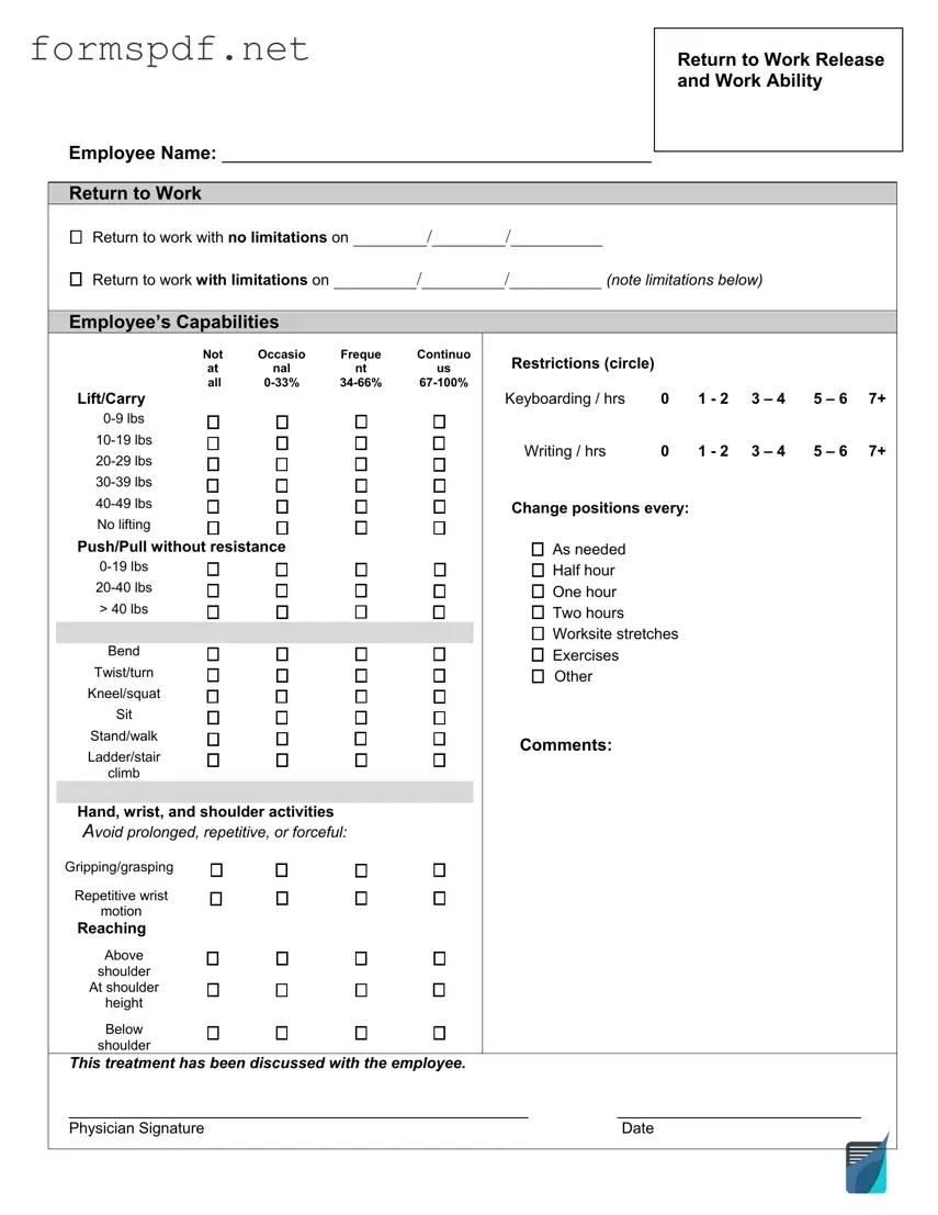 Free Work Release PDF Form